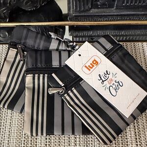 Lug Twinkle jewelry fleece lined pouches Love stripe black NWT